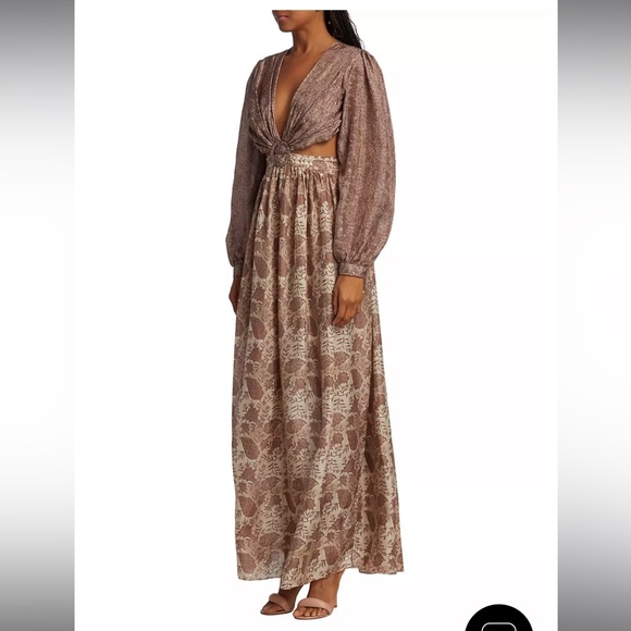 NWT Hannah Artwear Rio Cutout Silk Maxi Dress. Size 3 (US 10-12). - Picture 3 of 11